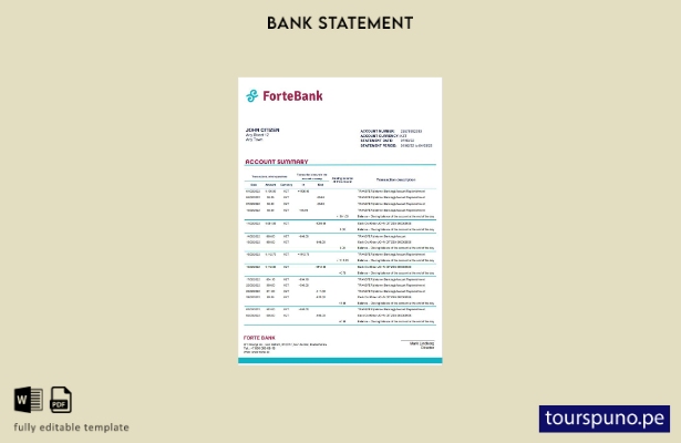 listo para imprimir plantilla de word   extracto bancario Forte de Kazajstán